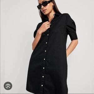 Old Navy Black Button Down Short Sleeve Shirt Dress Large